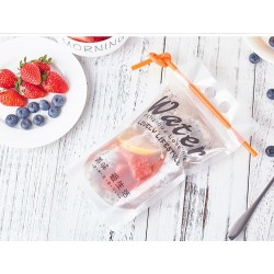 Stand up Plastic Zipper Pack Packaging Bag Drink Pouch With Straw