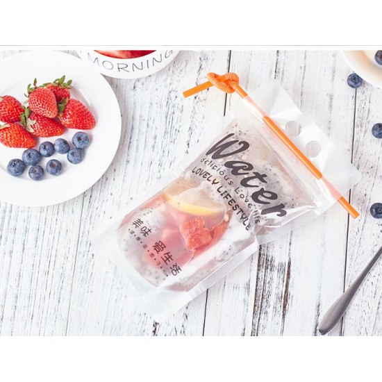 Stand up Plastic Zipper Pack Packaging Bag Drink Pouch With Straw