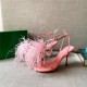 Luxurious European and American Summer Ladies Sandals Ostrich Feather High Heel Shoes Stiletto Heels Shoes