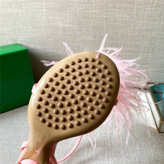 Luxurious European and American Summer Ladies Sandals Ostrich Feather High Heel Shoes Stiletto Heels Shoes