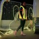 Custom Glow Futuristic Sleeveless Hooded Jacket for Rave Party Mens Clothing, LED Zip-Up Streetwear