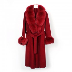Autumn and Winter New Wool Coat Double-sided Woolen Faux Fur  Coat Faux Fur  Collar Women's Long Cuffs  Coats