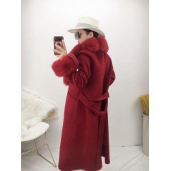 Autumn and Winter New Wool Coat Double-sided Woolen Faux Fur  Coat Faux Fur  Collar Women's Long Cuffs  Coats