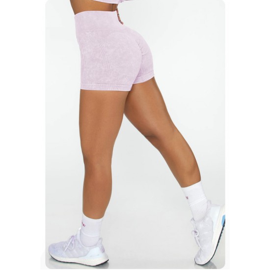 6 PCS Gym Clothes Acid Washed Outfit Ribbed Seamless Yoga Set Crop Top Bra Hip Lift Pants Gym Set Gym Wear for Ladies