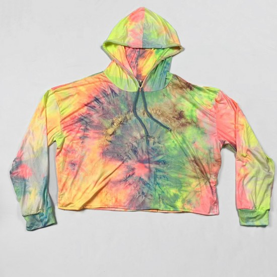In Stock Women Yummy Brushed Tie Dye Hoodie Long Sleeve Top and Jogger Long Set