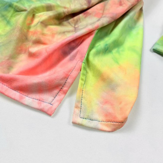 In Stock Women Yummy Brushed Tie Dye Hoodie Long Sleeve Top and Jogger Long Set