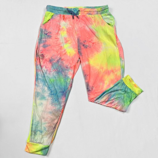 In Stock Women Yummy Brushed Tie Dye Hoodie Long Sleeve Top and Jogger Long Set