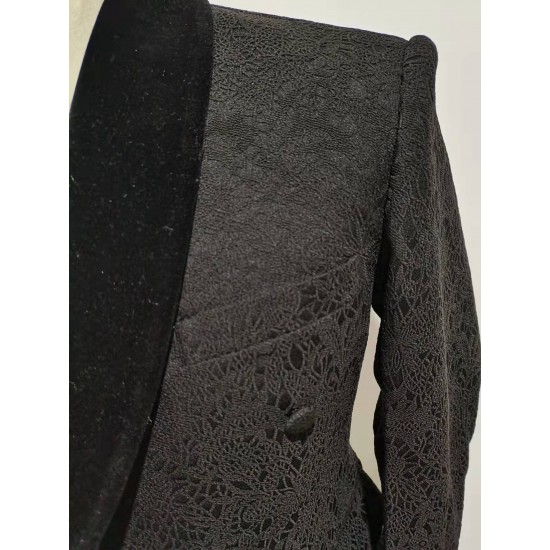 Black Jacquard Shawl Lapel.Customization of High-end Men's Suit