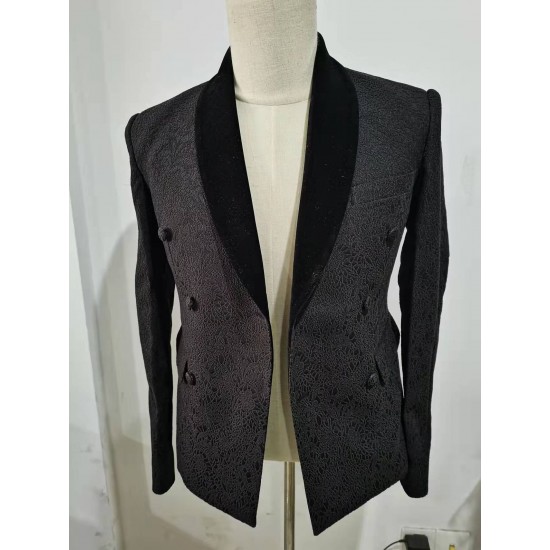 Black Jacquard Shawl Lapel.Customization of High-end Men's Suit