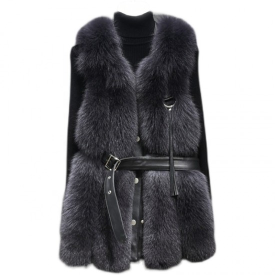 New Winter Clothes Fur Vest Women's Mid-Length Fox Waistcoat