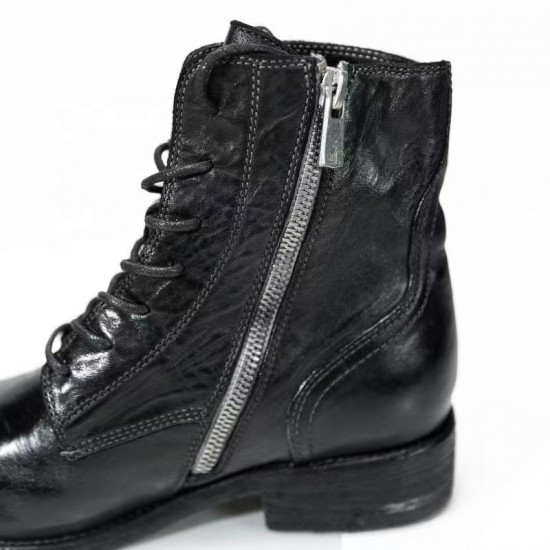 New Product Ideas Black Leather Boots for Women Round Toe Ladies Leather Ankle Boots