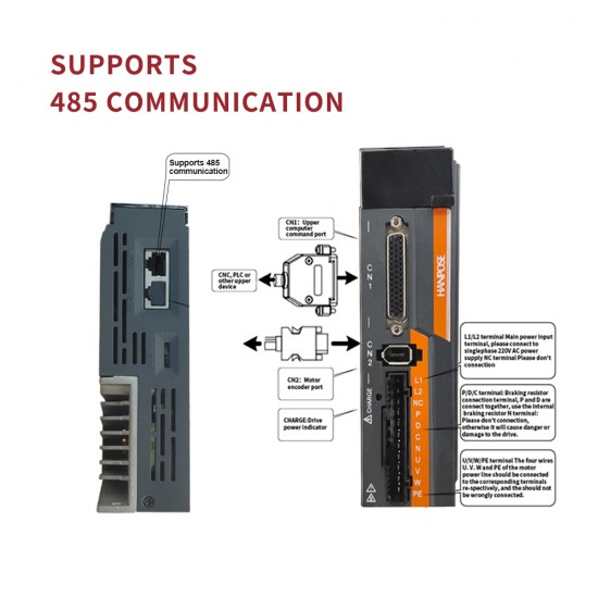 HANPOSE High Performance 60 Servo Motor Kit 60SS40 0.4kw ASD240 220V 1.3N.m 2.5A 3000-6000rpm 400W Ac Servo Motor Drive