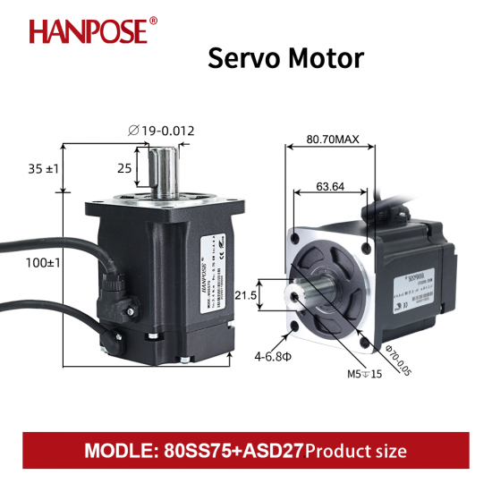 High Performance 750W 80SS75 Servo Motor Driver Kit ASD275 220v 2.4N.m 4.4A 3000-6000rpm Constant Torque Servo Motor Controller