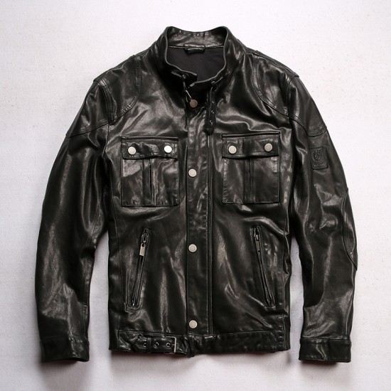 Wholesale Custom High Quality Fashion Hunting Clothes Genuine Leather Coat Apparel Men's Casual Jackets& Coats 2024