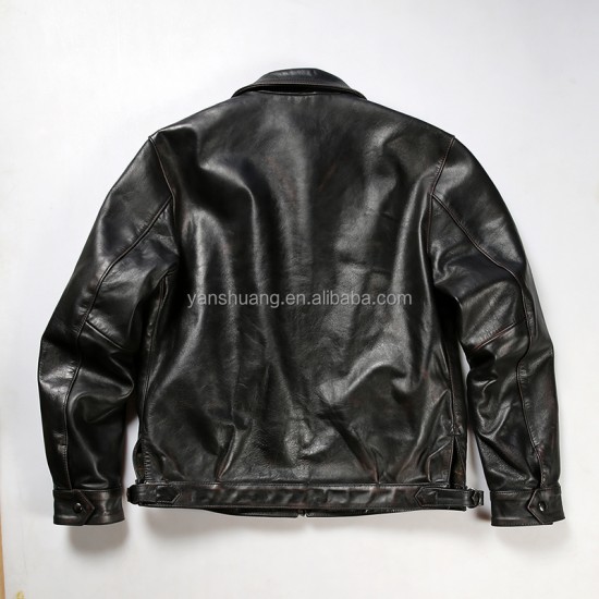 Custom-made Autumn Winter Fashion Personality Belt Clothes Real Leather Coats Motorcycle Riders Black Men's Horse Skin Jackets