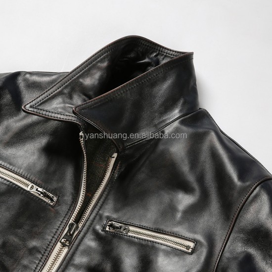 Custom-made Autumn Winter Fashion Personality Belt Clothes Real Leather Coats Motorcycle Riders Black Men's Horse Skin Jackets