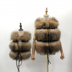 Baby Autumn Winter Vest Waistcoat Boys Girls Raccoon Fur Coat Kids Clothes Child Fur Vest