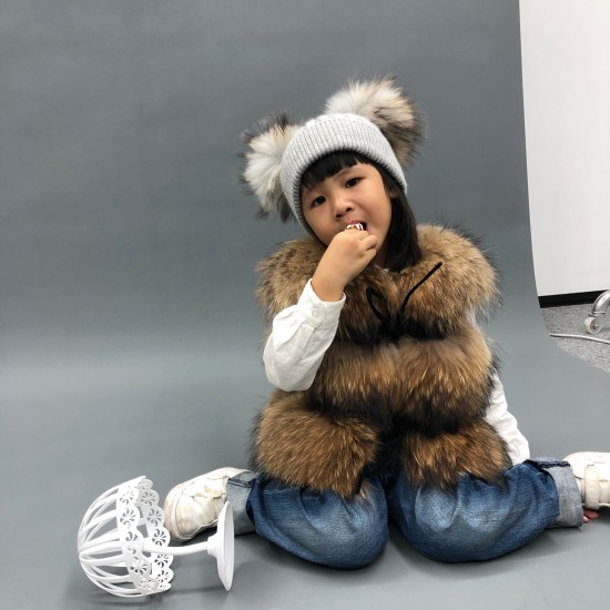 Baby Autumn Winter Vest Waistcoat Boys Girls Raccoon Fur Coat Kids Clothes Child Fur Vest