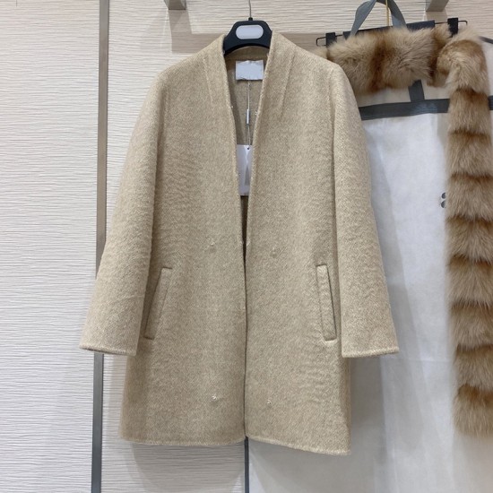 New Style Detachable Fox Fur Collar Belt Slimming Winter Wool Cashmere Coat Women