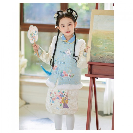 Good Price Girls' New Dress Winter Skirt Children's Clothes Cheongsam Chinese Style Suit