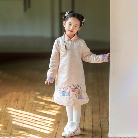 Good Price Girls' New Dress Winter Skirt Children's Clothes Cheongsam Chinese Style Suit