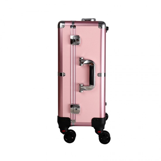 Aluminum alloy trolley with light cosmetic box/ table hairdressing embroidery nail kit universal wheel LED professional beauty