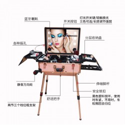 Aluminum alloy trolley with light cosmetic box/ table hairdressing embroidery nail kit universal wheel LED professional beauty