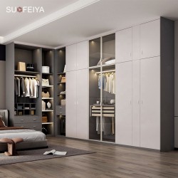 Sofeyia Custom Modern Bedroom Storage Cabinet Walk-in Closet Wardrobe with Mirror Dressing Room Furniture Organizer for Clothes
