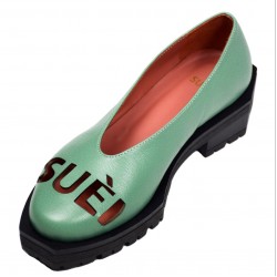 Best Quality Made in Italy Goat Leather Tiffany Colour Slip on Loafers Shoes Trendy Casual for Women