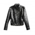 Custom Make Women Black Motorcycle Genuine Sheep Leather Bomber Jacket