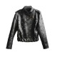Custom Make Women Black Motorcycle Genuine Sheep Leather Bomber Jacket