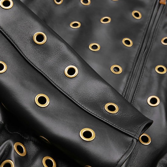 Custom Make Women Black Motorcycle Genuine Sheep Leather Bomber Jacket