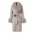 Handmade Fox Fur Collar Cuffs Double Breasted Long Real Cashmere Wool Coat Women