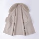 Handmade Fox Fur Collar Cuffs Double Breasted Long Real Cashmere Wool Coat Women