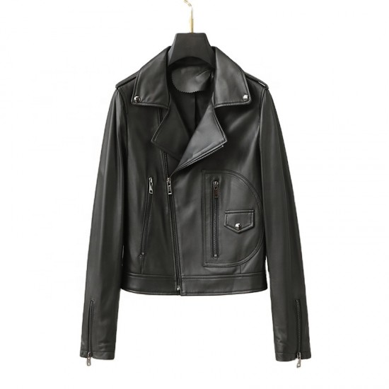 New Fashion Women Girl Sheep Leather Coat Lady Real Sheep Skin Short Jacket Clothes JT3142