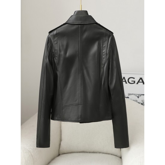 New Fashion Women Girl Sheep Leather Coat Lady Real Sheep Skin Short Jacket Clothes JT3142