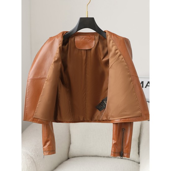 New Fashion Women Girl Sheep Leather Coat Lady Real Sheep Skin Short Jacket Clothes JT3142