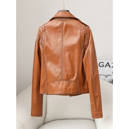 New Fashion Women Girl Sheep Leather Coat Lady Real Sheep Skin Short Jacket Clothes JT3142