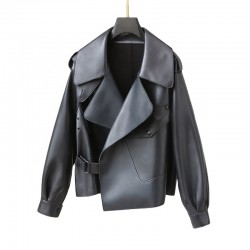 JT3144 New Women Genuine Sheep Leather Loose Style Coat Lady Female Real Sheep Skin Short Jacket Coats