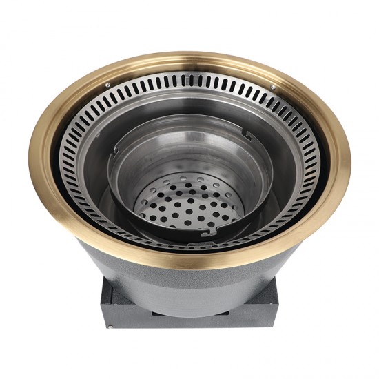 Factory Supply Commercial Barbecue Oven Japanese Gold Stainless Steel Round Charcoal BBQ Oven