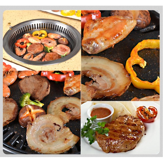 Factory Supply Commercial Barbecue Oven Japanese Gold Stainless Steel Round Charcoal BBQ Oven