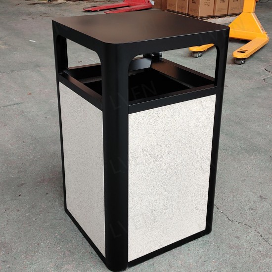 Public Garbage Can 32 40 Gallons Large Outdoor Commercial Use Metal Recycling Litter Bin Steel Trash Can