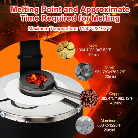Boasta 1/2/3 kg 2000F Mini Digital Gold Melting Furnace with Crucible for Silver Copper and Aluminum Permanent Jewelry Machine