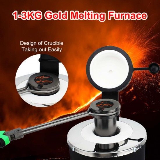 Boasta 1/2/3 kg 2000F Mini Digital Gold Melting Furnace with Crucible for Silver Copper and Aluminum Permanent Jewelry Machine