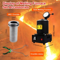 Boasta 1/2/3 kg 2000F Mini Digital Gold Melting Furnace with Crucible for Silver Copper and Aluminum Permanent Jewelry Machine