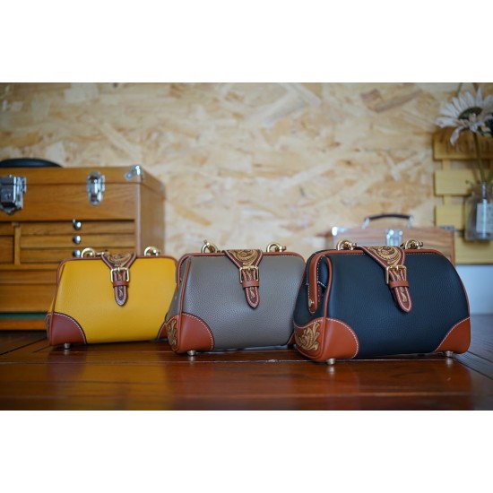 SNAIL Handmade Leather Handbag Floral Crossbody Rel Cowhide Hand Tooled Cowhide Women Fashion Bag Shoulder Bag