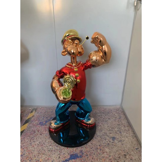 Customized Famous Cartoon Art Statue Fiberglass Popeye Sculpture Popeye Statue for Home Decoration