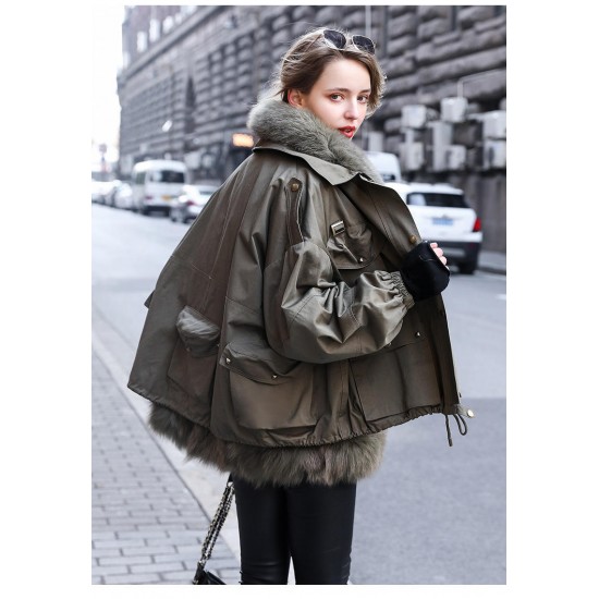 Real Two-piece Raccoon Fur Coat, Elegant and Fashionable Ladies Coat, Warm and Comfortable Women's Coat Winter Long F=one Size