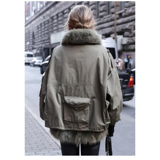 Real Two-piece Raccoon Fur Coat, Elegant and Fashionable Ladies Coat, Warm and Comfortable Women's Coat Winter Long F=one Size