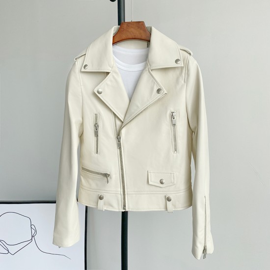 2023 Fashion Women Girl Genuine Leather Coat Lady Real Sheep Skin Short Jacket Clothes JT3325